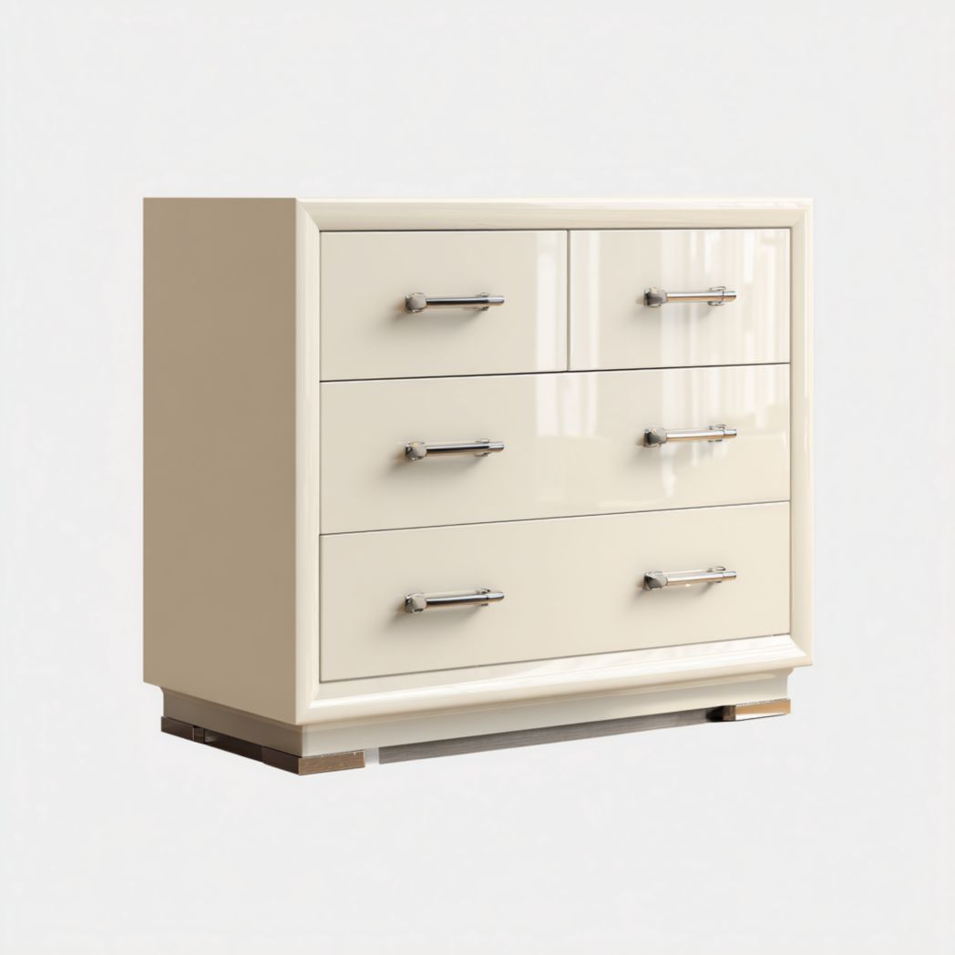 Nachtkastje van MDF en hout 45 x 40 x 55cm met drie lades beige