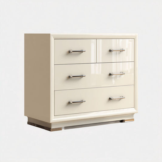 Nachtkastje van MDF en hout 45 x 40 x 55cm met drie lades beige