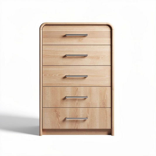 Houten ladekast met 5 lades afmeting 80 x 50 x 120cm naturel kleur