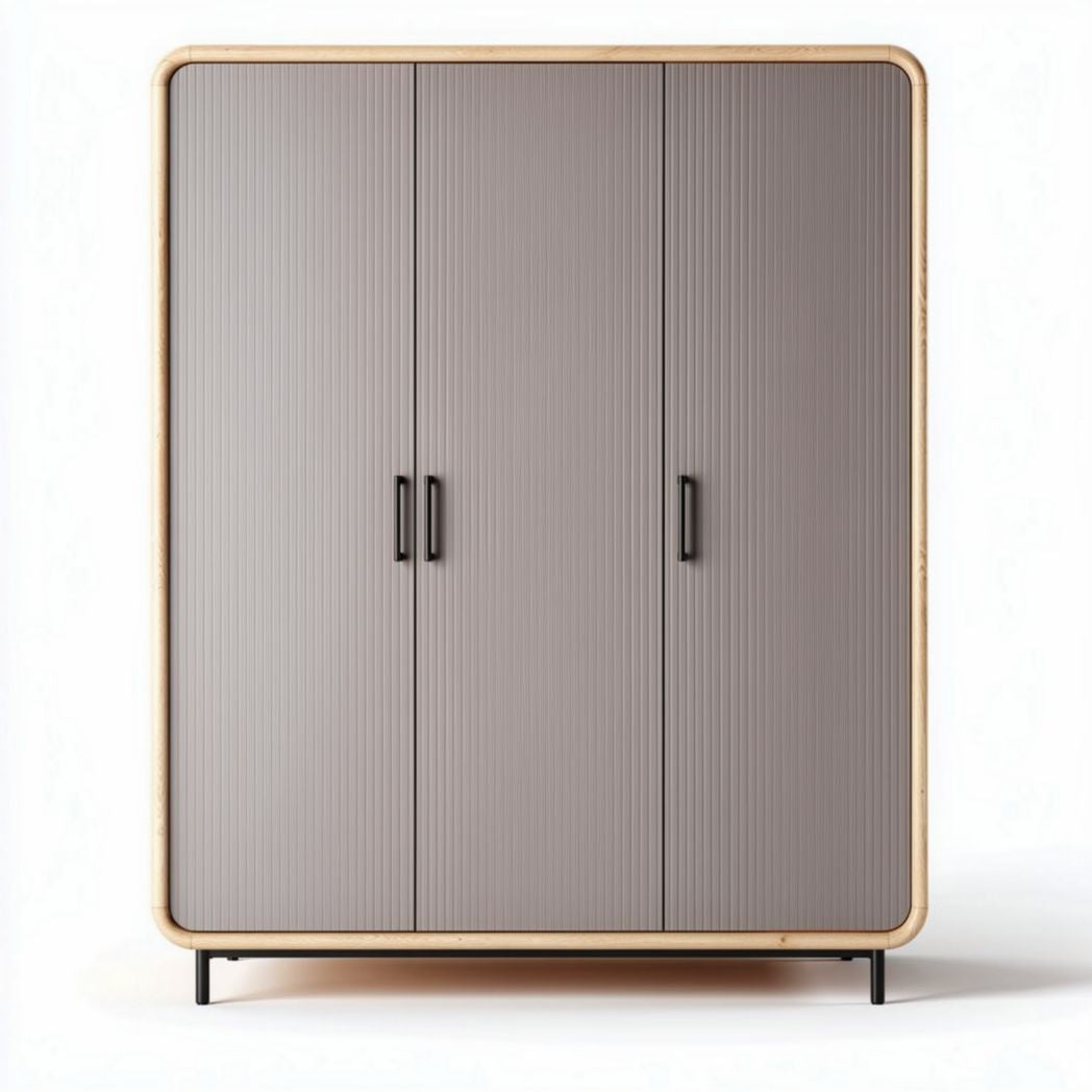 Kast van gestructureerd kunststof en hout met drie deuren 100 x 60 x 200cm