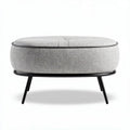 Houdbare grijze poef van stof met zwart metalen frame 80 x 80 x 40cm