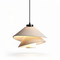 Hanglamp van stof in wit en crème met een afmeting van 20 x 20 x 25cm