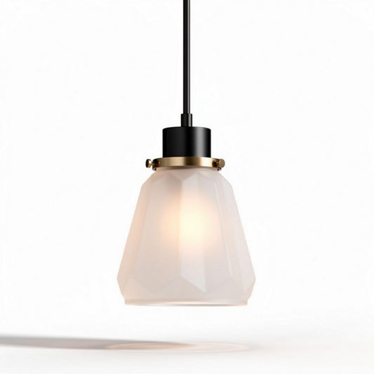 hanging lamp van matglas met zwart en gouden details 25 x 25 x 30cm